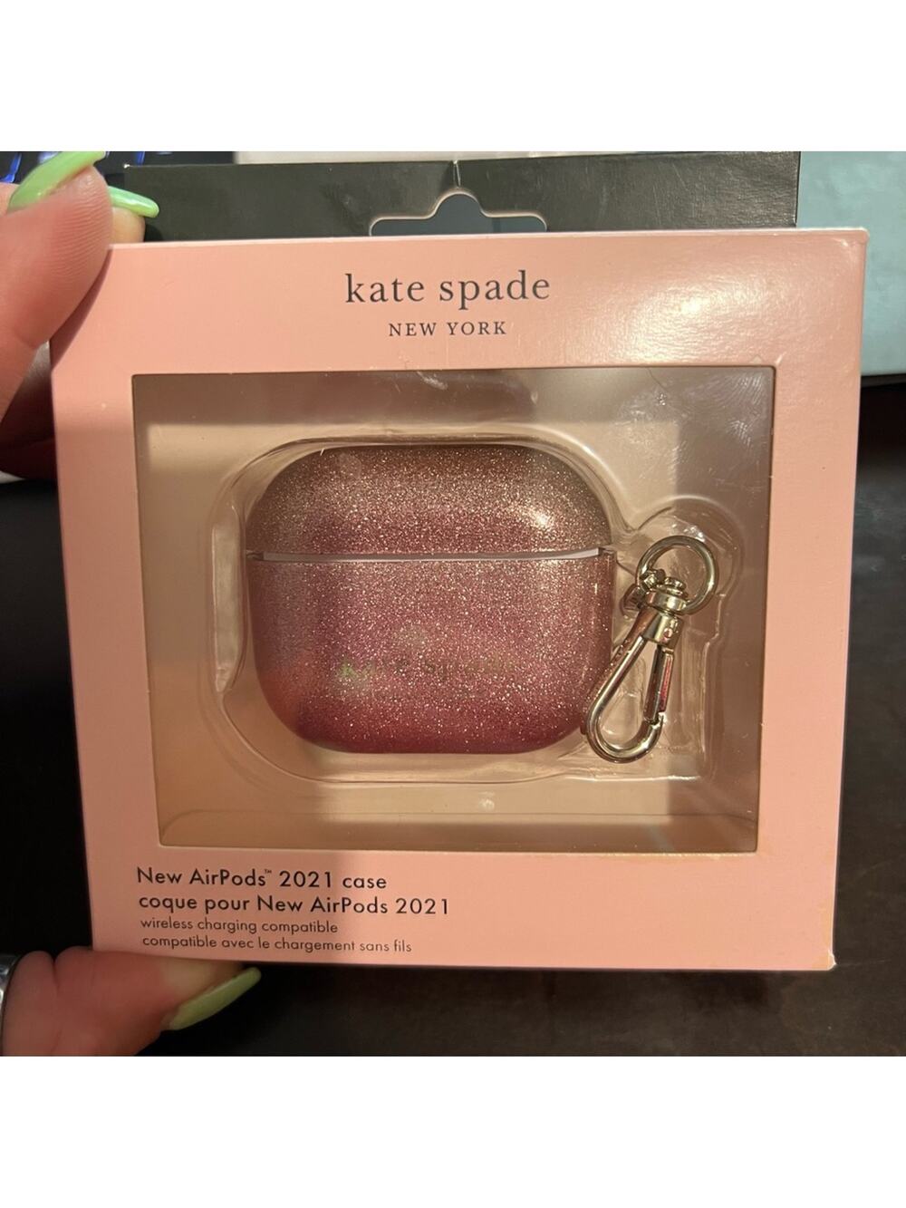 Kate Spade Pink Gold Glitter New AirPods 2021 Case New In Box